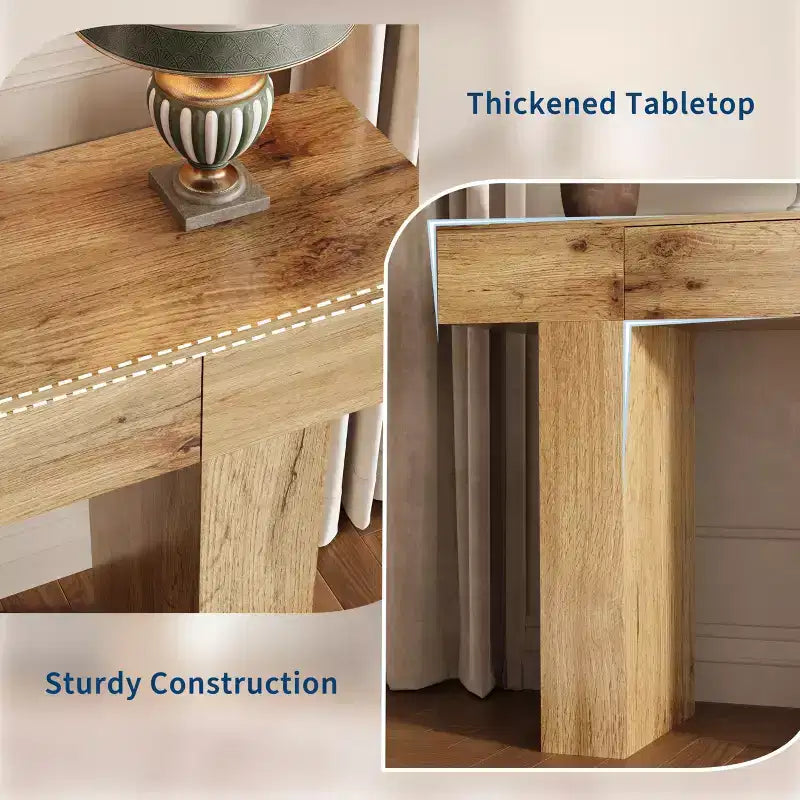 Tavolo consolle lungo 120 cm con cassetto, tavolo rettangolare in legno da divano da mettere dietro al divano, tavoli industriali da ingresso in stile rustico per corridoi e androni
