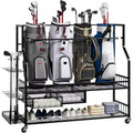 COZONY Golf Bag Storage Garage Organizer, Holds 4 Golf Bags, Clubs & Accessories, with 4 Wheels, Drawers for Shoes & Equipment  Ideal for Garage