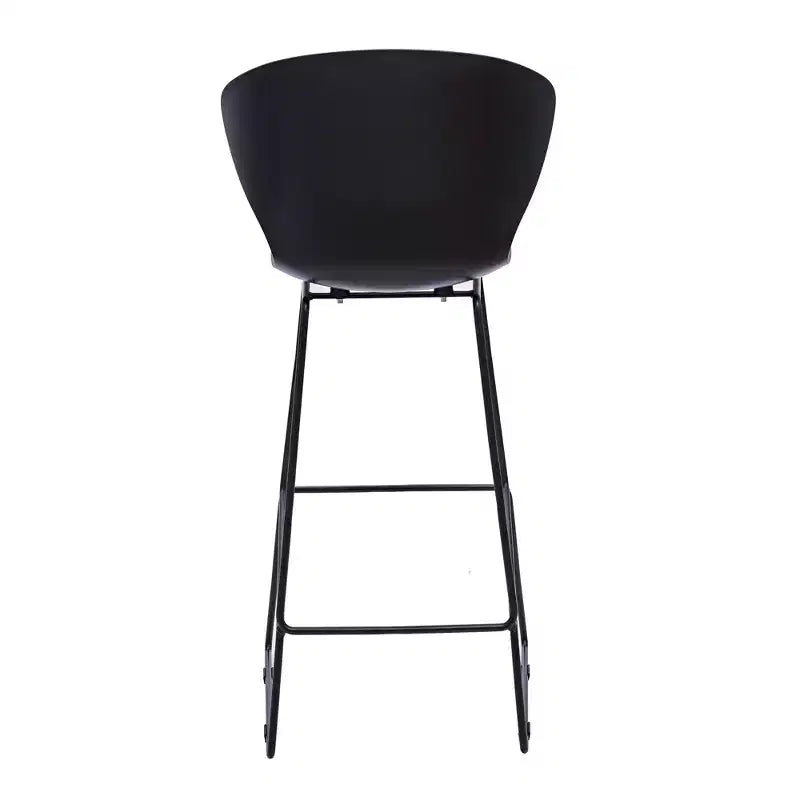 HomeRoots, set di due sgabelli da bar neri da 76 cm con schienale basso in plastica e metallo, ad altezza bar