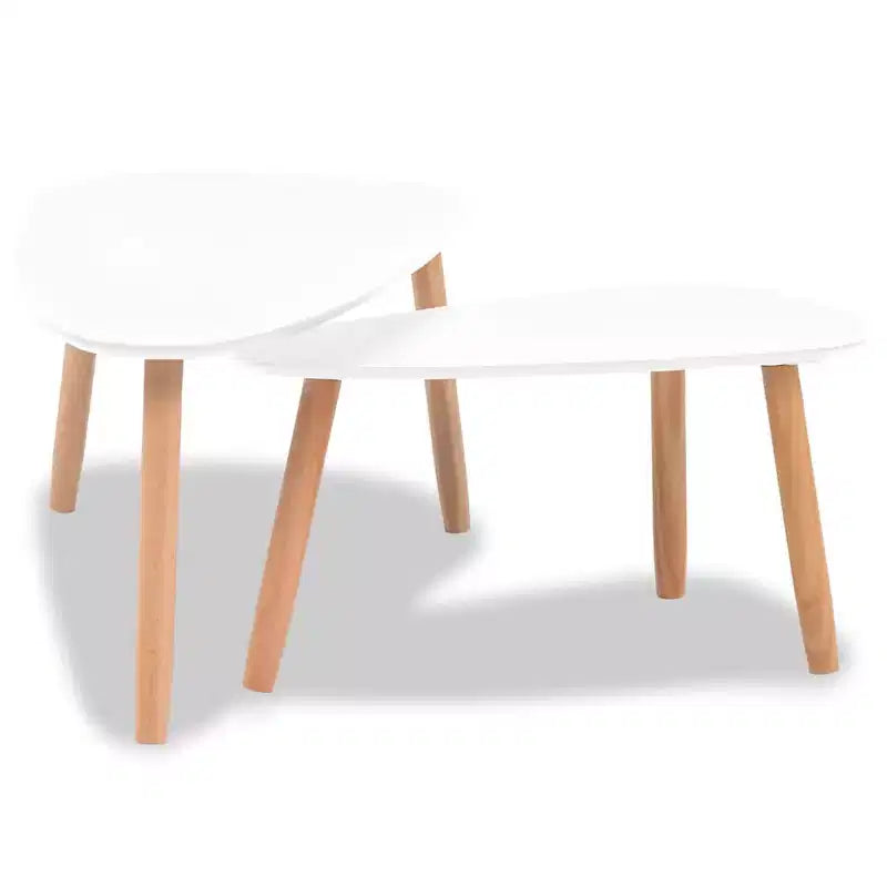 Tavolini da caffè set da 2 Bianco legno di pino massello, MDF Media Durevole