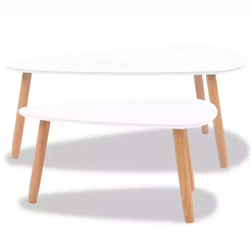 Tavolini da caffè set da 2 Bianco legno di pino massello, MDF Media Durevole