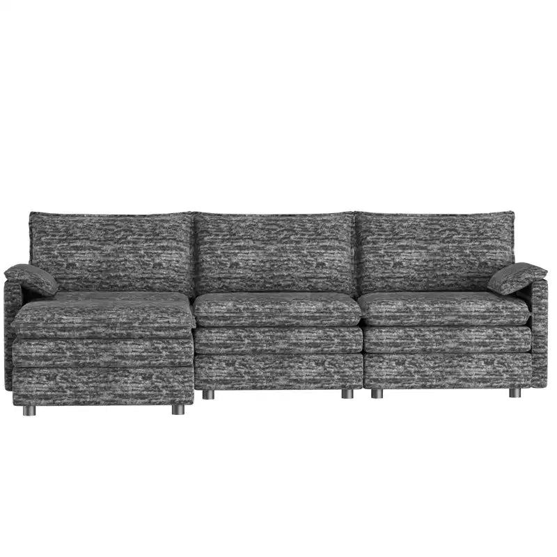 Divano componibile modulare 108 XL, divano a nuvola a L a 4 posti con pouf per soggiorno/appartamento