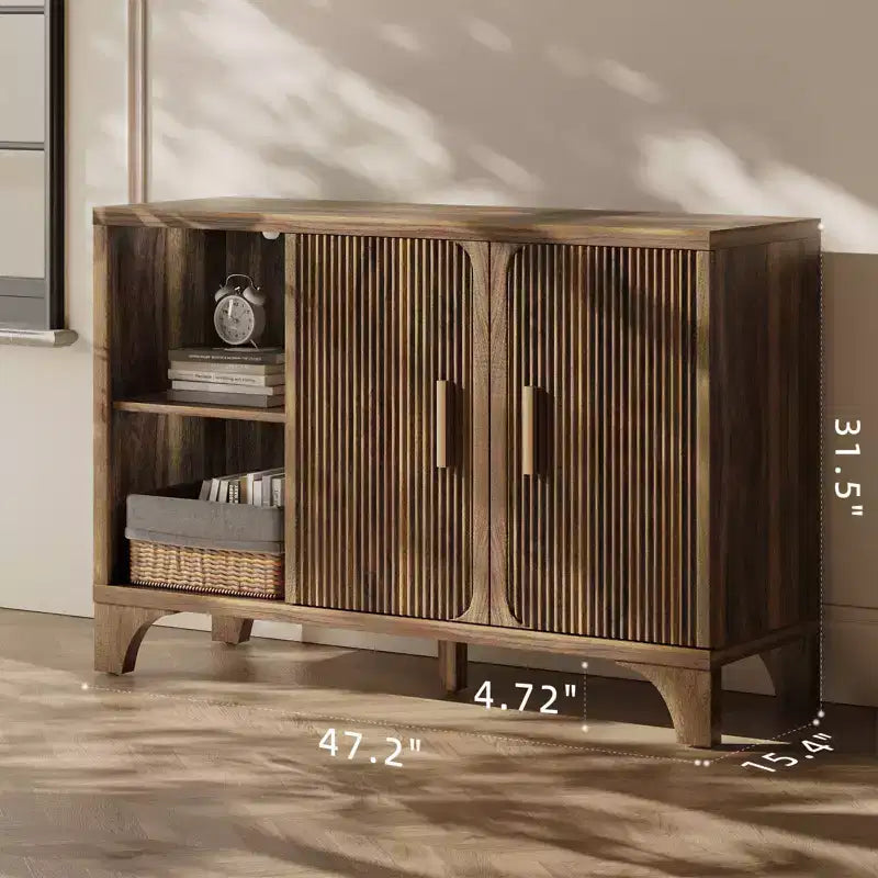 Mobile Contenitore Moderno SUGIFT con Ripiani Regolabili, Struttura in Legno Resistente, Base Rialzata e Organizzazione Domestica Multiuso