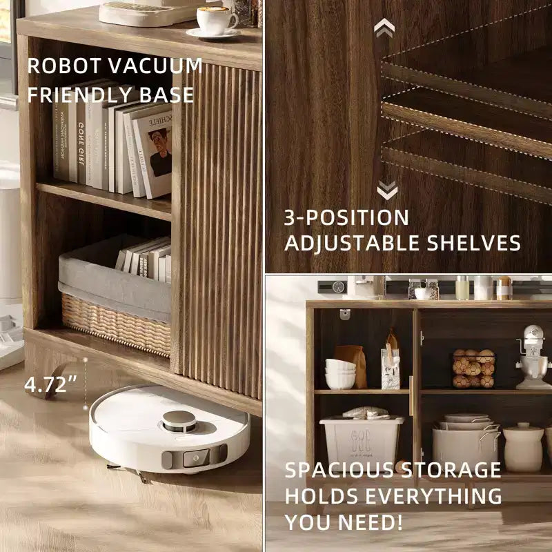 Mobile Contenitore Moderno SUGIFT con Ripiani Regolabili, Struttura in Legno Resistente, Base Rialzata e Organizzazione Domestica Multiuso