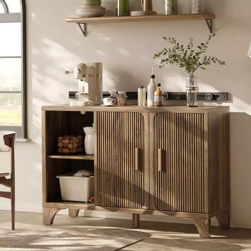 Mobile Contenitore Moderno SUGIFT con Ripiani Regolabili, Struttura in Legno Resistente, Base Rialzata e Organizzazione Domestica Multiuso