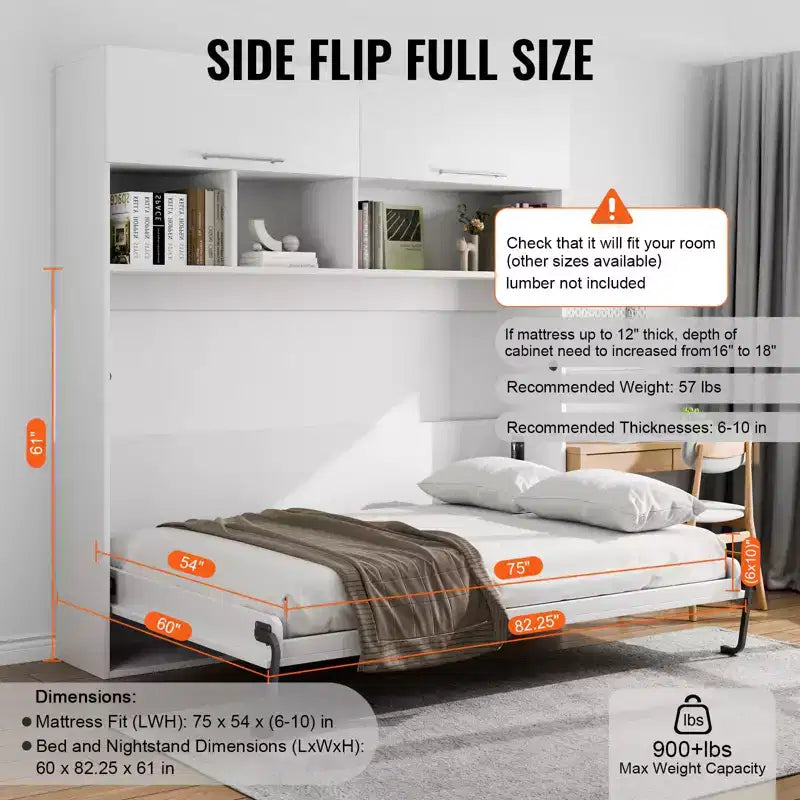 VEVOR Kit Letto a Scomparsa, Matrimoniale, Kit Hardware Meccanico per Letto a Muro Fai da Te Deluxe, Supporto Telaio Letto Resistente con Leva Pneumatica, Letto a Muro Pieghevole, Nero