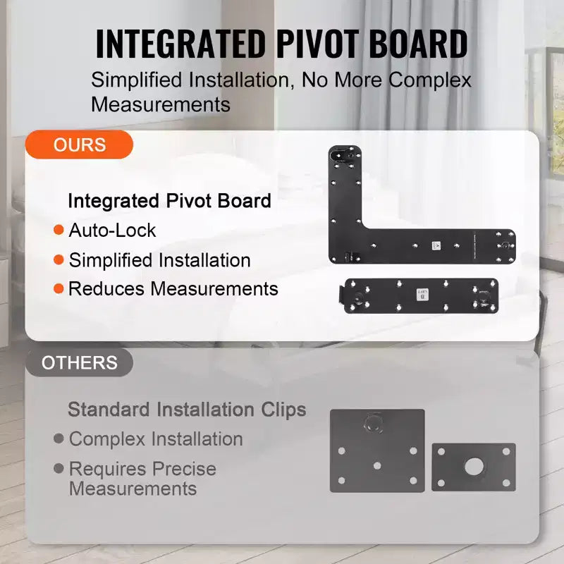VEVOR Kit Letto a Scomparsa, Matrimoniale, Kit Hardware Meccanico per Letto a Muro Fai da Te Deluxe, Supporto Telaio Letto Resistente con Leva Pneumatica, Letto a Muro Pieghevole, Nero