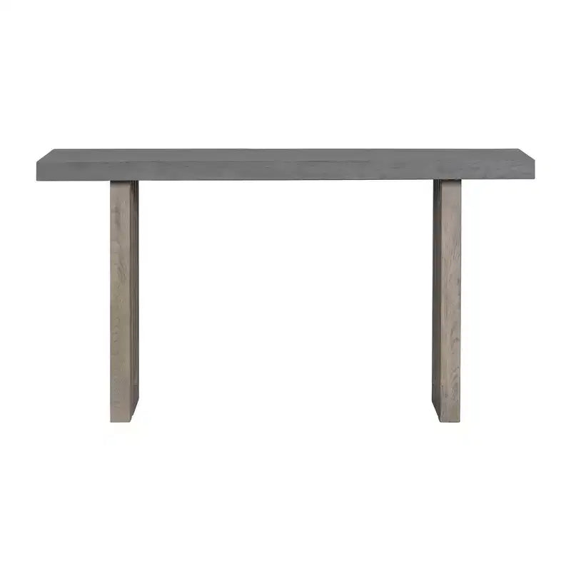 Consolle Okak Minimalism con impiallacciatura in rovere, tavolo da ingresso con piano e gambe spessi, tavolino d'appoggio per soggiorno, corridoio