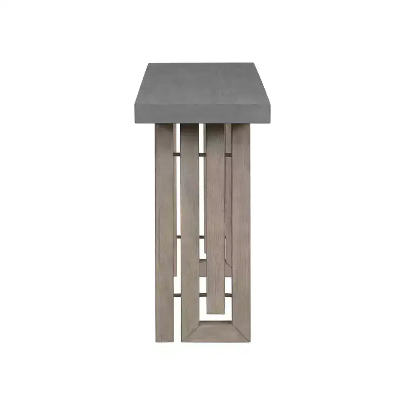 Consolle Okak Minimalism con impiallacciatura in rovere, tavolo da ingresso con piano e gambe spessi, tavolino d'appoggio per soggiorno, corridoio
