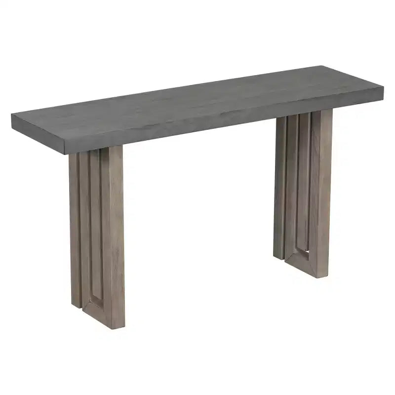 Consolle Okak Minimalism con impiallacciatura in rovere, tavolo da ingresso con piano e gambe spessi, tavolino d'appoggio per soggiorno, corridoio