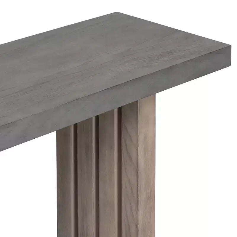 Consolle Okak Minimalism con impiallacciatura in rovere, tavolo da ingresso con piano e gambe spessi, tavolino d'appoggio per soggiorno, corridoio