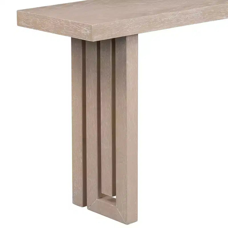 Consolle Okak Minimalism con impiallacciatura in rovere, tavolo da ingresso con piano e gambe spessi, tavolino d'appoggio per soggiorno, corridoio