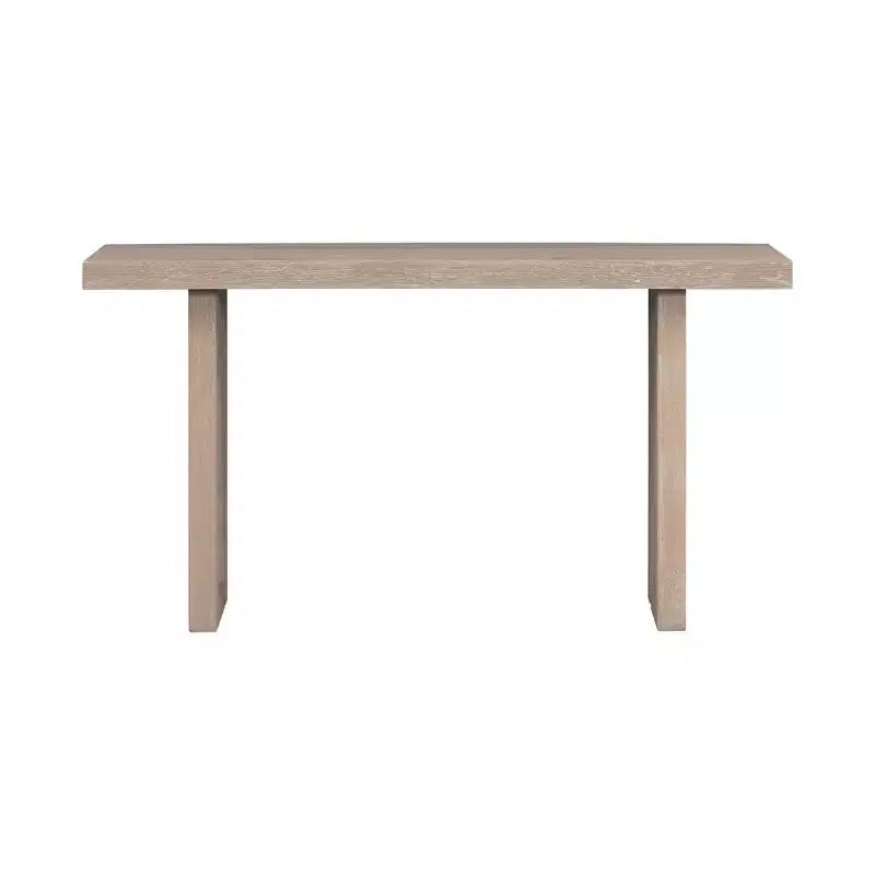 Consolle Okak Minimalism con impiallacciatura in rovere, tavolo da ingresso con piano e gambe spessi, tavolino d'appoggio per soggiorno, corridoio