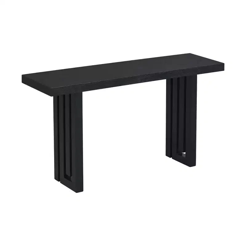 Consolle Okak Minimalism con impiallacciatura in rovere, tavolo da ingresso con piano e gambe spessi, tavolino d'appoggio per soggiorno, corridoio