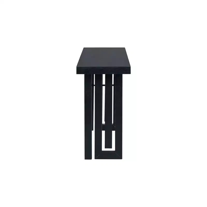 Consolle Okak Minimalism con impiallacciatura in rovere, tavolo da ingresso con piano e gambe spessi, tavolino d'appoggio per soggiorno, corridoio