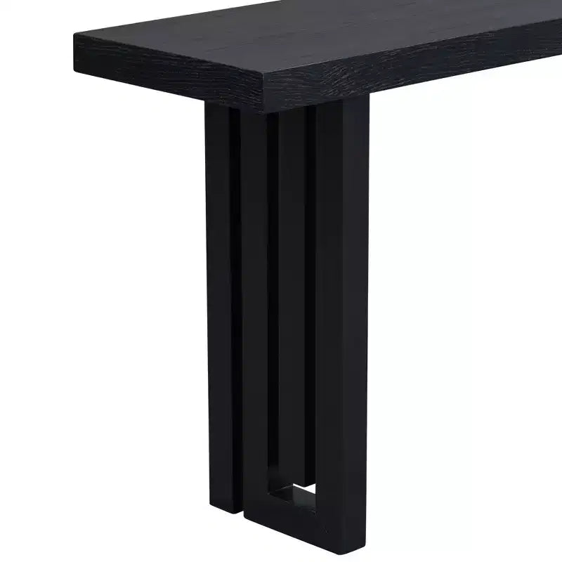 Consolle Okak Minimalism con impiallacciatura in rovere, tavolo da ingresso con piano e gambe spessi, tavolino d'appoggio per soggiorno, corridoio