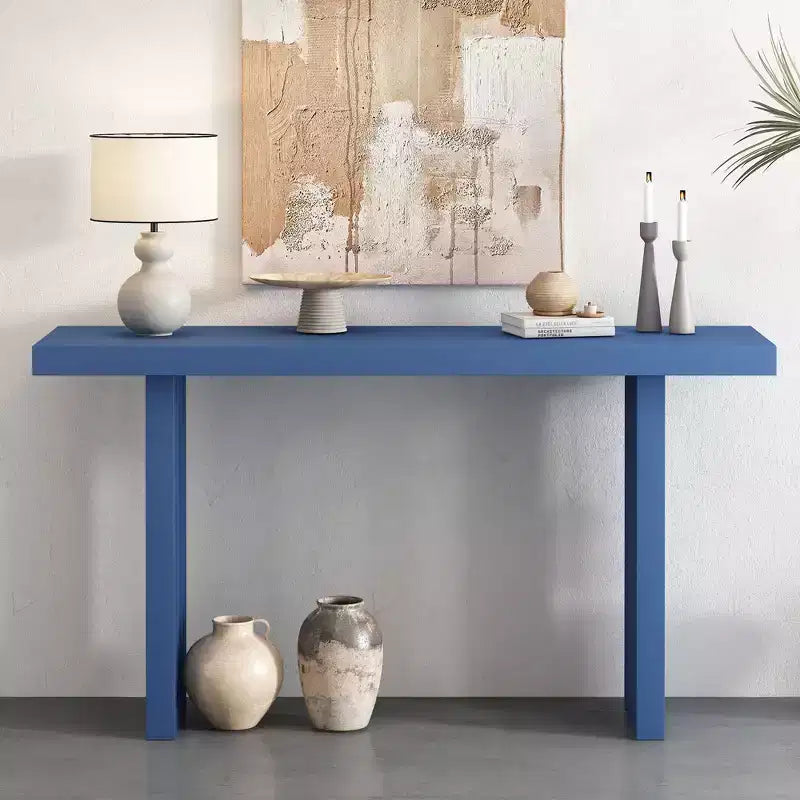Consolle Okak Minimalism con impiallacciatura in rovere, tavolo da ingresso con piano e gambe spessi, tavolino d'appoggio per soggiorno, corridoio