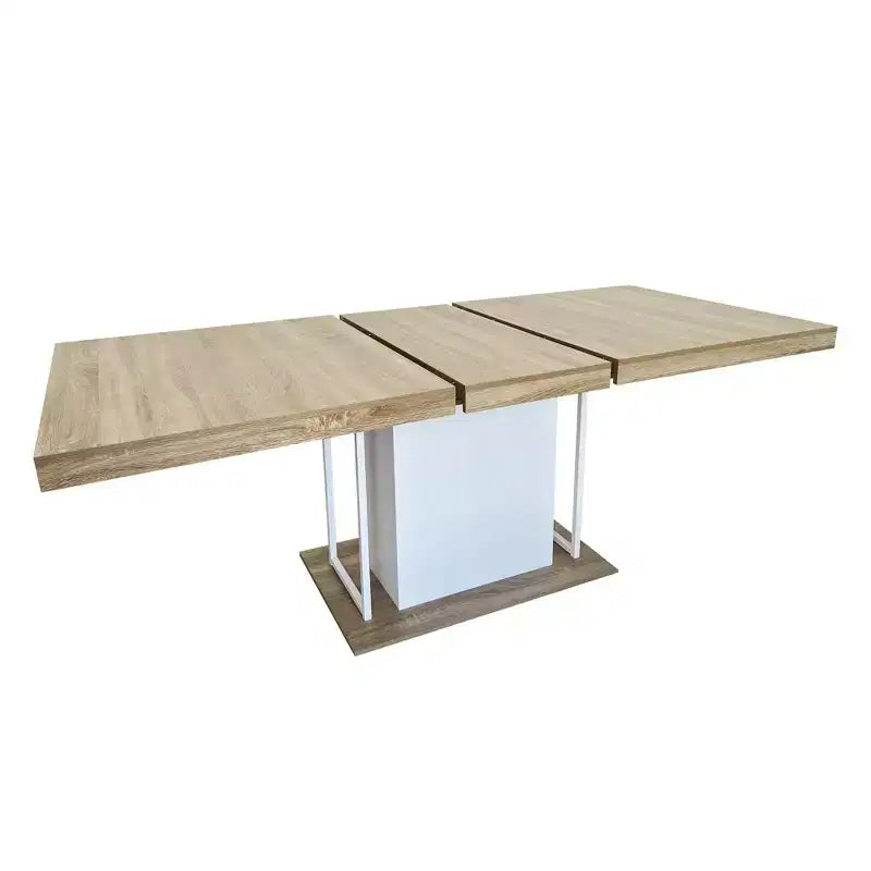 Tavolo da pranzo allungabile Homy Casa, rovere e bianco, design moderno ed espandibile