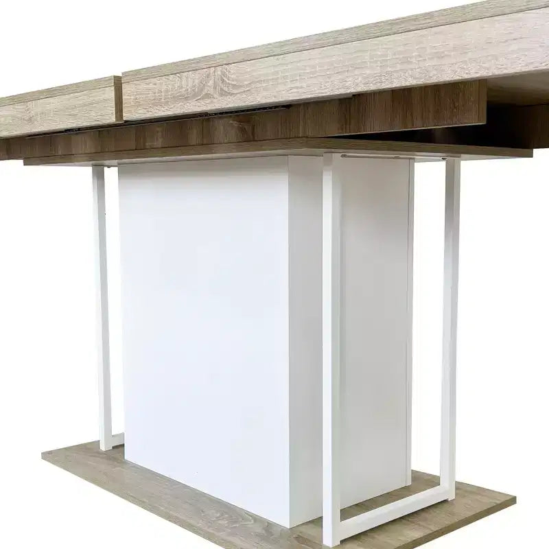 Tavolo da pranzo allungabile Homy Casa, rovere e bianco, design moderno ed espandibile