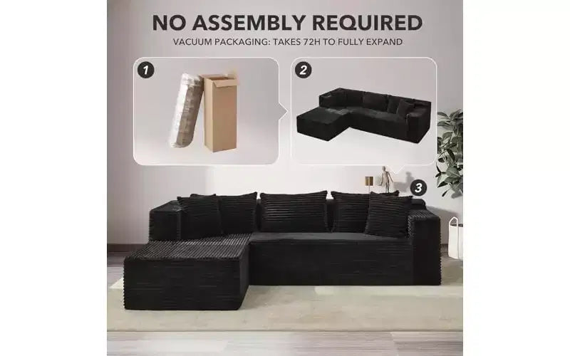 Divano componibile GustoWave 106 Cloud con chaise longue a L, divano modulare moderno con seduta profonda, divani imbottiti per soggiorno, lato sinistro