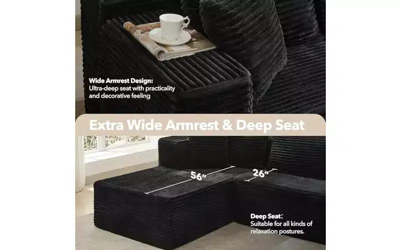 Divano componibile GustoWave 106 Cloud con chaise longue a L, divano modulare moderno con seduta profonda, divani imbottiti per soggiorno, lato sinistro