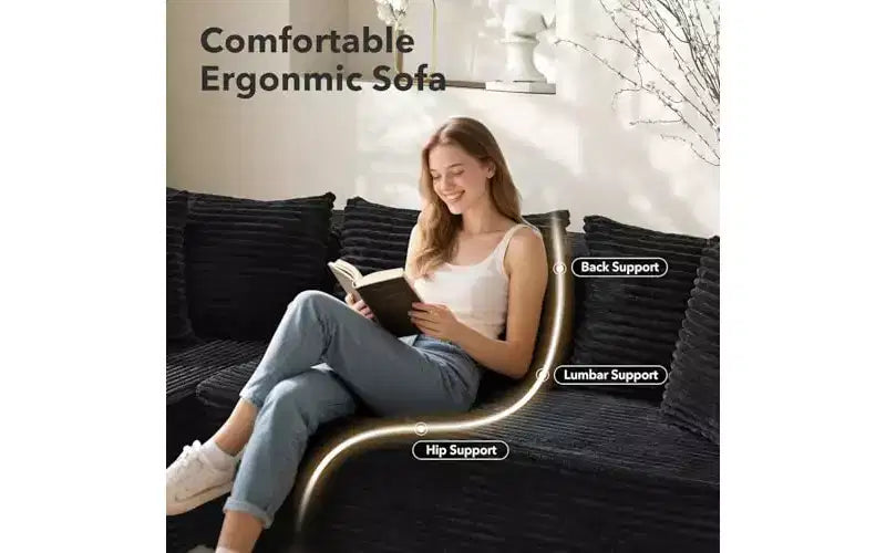 Divano componibile GustoWave 106 Cloud con chaise longue a L, divano modulare moderno con seduta profonda, divani imbottiti per soggiorno, lato sinistro