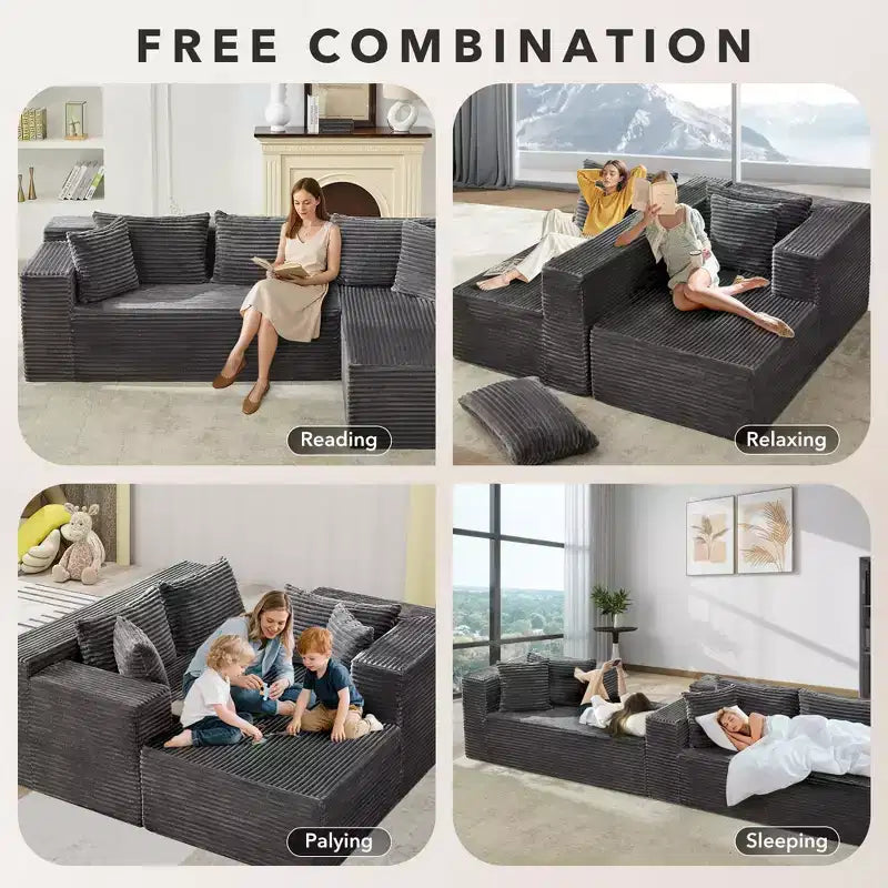 Divano componibile GustoWave 106 Cloud con chaise longue a L, divano modulare moderno con seduta profonda, divani imbottiti per soggiorno, lato sinistro