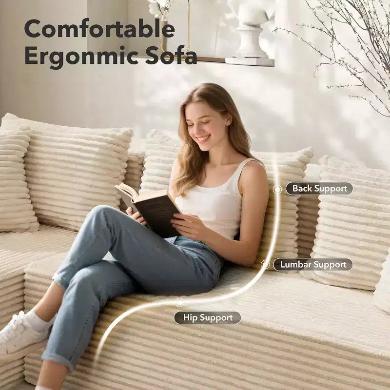 Divano componibile GustoWave 106 Cloud con chaise longue a L, divano modulare moderno con seduta profonda, divani imbottiti per soggiorno, lato sinistro