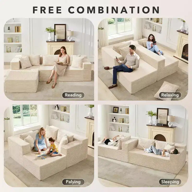 Divano componibile GustoWave 106 Cloud con chaise longue a L, divano modulare moderno con seduta profonda, divani imbottiti per soggiorno, lato sinistro