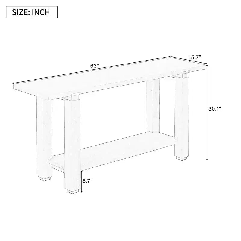 Okak 63IN Tavolo Consolle Moderno Stretto, Tavolo da Ingresso con Accenti Metallici e Ripiano Aperto, Tavolo d'Appoggio per Soggiorno, Corridoio, Naturale