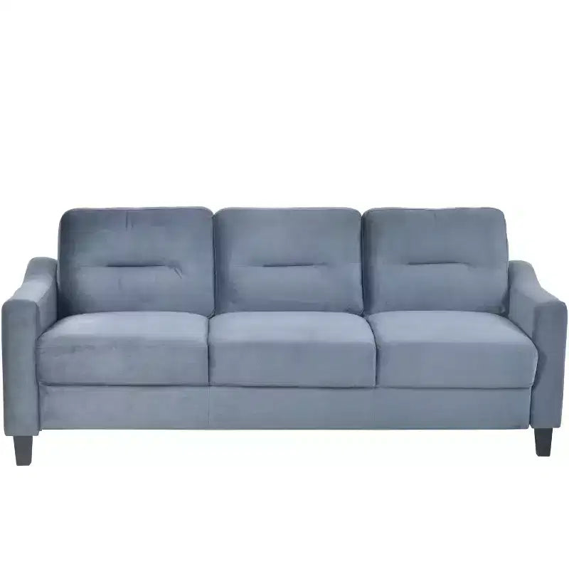 PexFix Divano componibile a 3 posti con molle a U e struttura in legno massiccio, divano imbottito in velluto in stile Mid-Century per soggiorno, camera da letto, ufficio, grigio