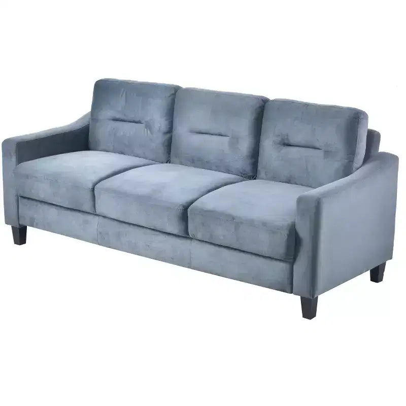 PexFix Divano componibile a 3 posti con molle a U e struttura in legno massiccio, divano imbottito in velluto in stile Mid-Century per soggiorno, camera da letto, ufficio, grigio