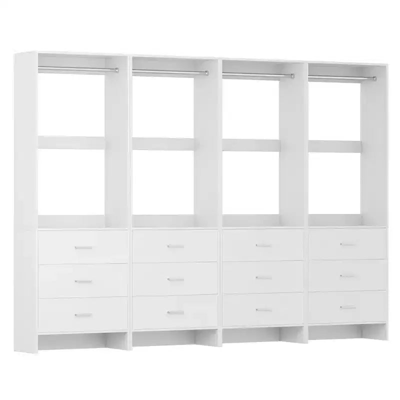 Sistema Organizzatore per Armadio Besiost con Cassetti in Legno, Guardaroba Indipendente con Asta Appendiabiti