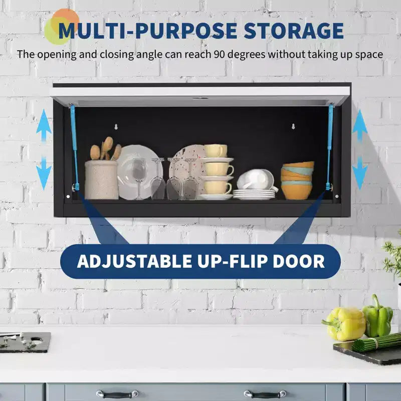 Pensile da Parete con Ante, Mobile Metallico Sospeso per Organizzazione Garage, Cucina e Officina