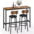 Zevemomo 3-Piece Counter Height Table Set, 31.5 Pub Table with 2 Stools, Space-Saving Kitchen Dining Set for Small Spaces, Brown