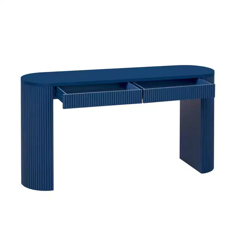 Homy Casa Consolle Moderna a Costine con 2 Cassetti Elegante Tavolo da Ingresso o da Toilette
