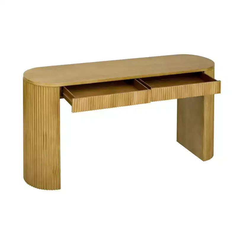 Homy Casa Consolle Moderna a Costine con 2 Cassetti Elegante Tavolo da Ingresso o da Toilette