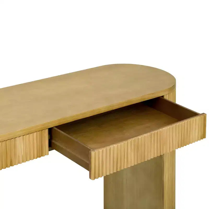 Homy Casa Consolle Moderna a Costine con 2 Cassetti Elegante Tavolo da Ingresso o da Toilette