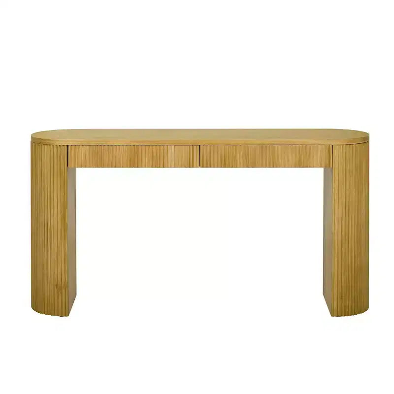 Homy Casa Consolle Moderna a Costine con 2 Cassetti Elegante Tavolo da Ingresso o da Toilette