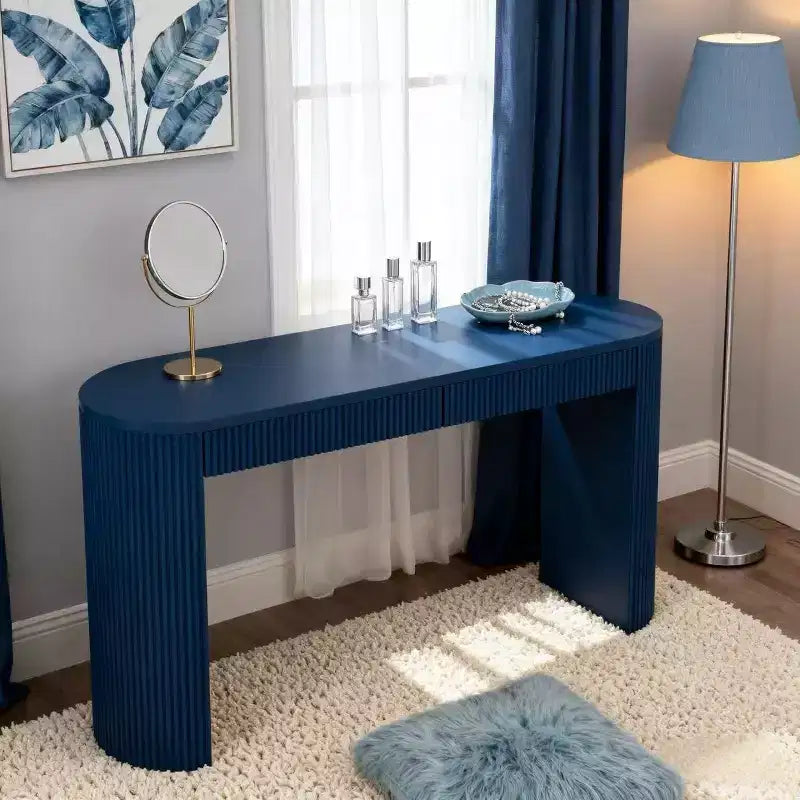 Homy Casa Consolle Moderna a Costine con 2 Cassetti Elegante Tavolo da Ingresso o da Toilette
