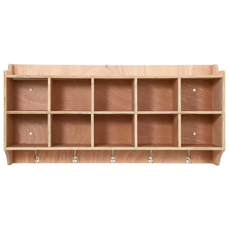 Organizzatore portaoggetti a parete con scomparti, scaffale a 10 cubi con ganci per aula e asilo nido