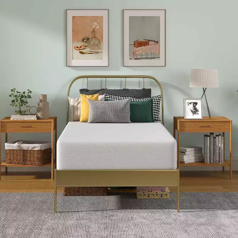 Materasso in memory foam BestMassage 10 pollici al tè verde, materasso con gel rinfrescante, materassi a media rigidità