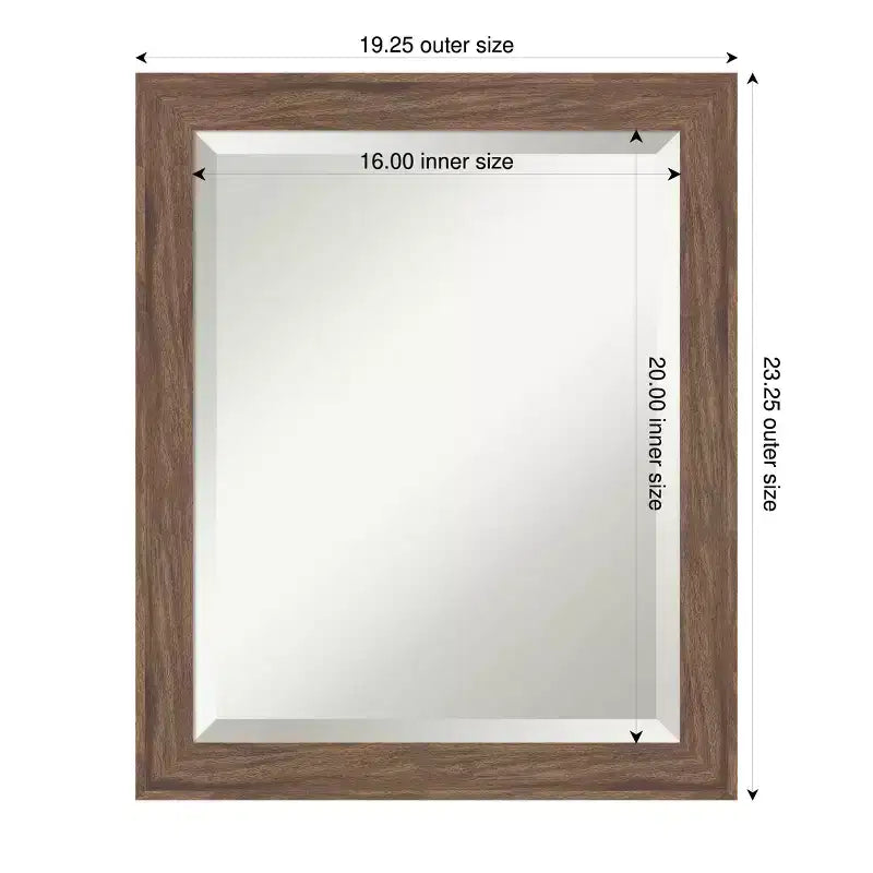 Specchio da parete per bagno Amanti Art Pia Marrone Medio Smussato con cornice stretta