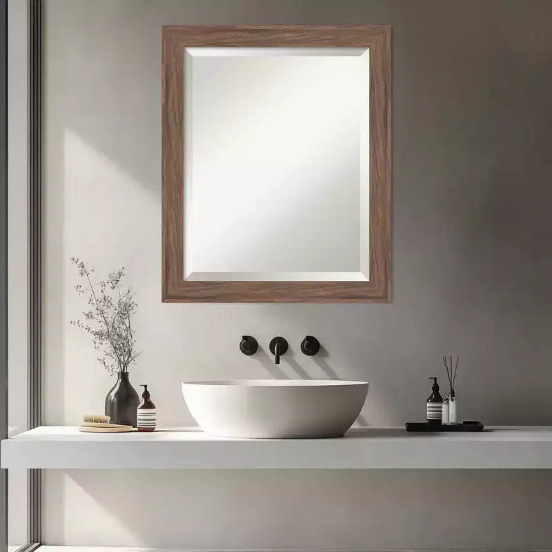 Specchio da parete per bagno Amanti Art Pia Marrone Medio Smussato con cornice stretta