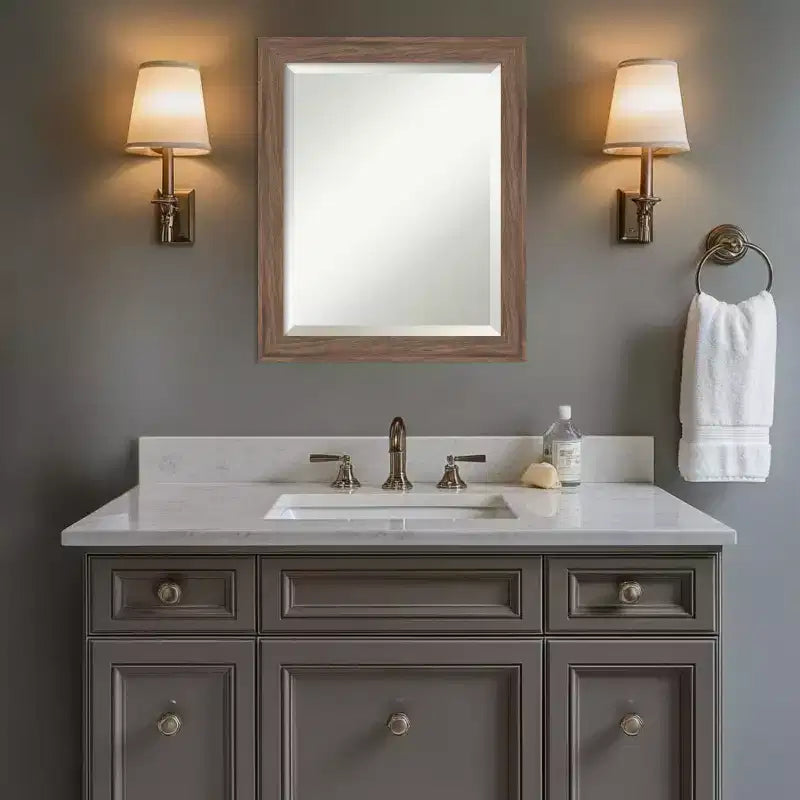 Specchio da parete per bagno Amanti Art Pia Marrone Medio Smussato con cornice stretta