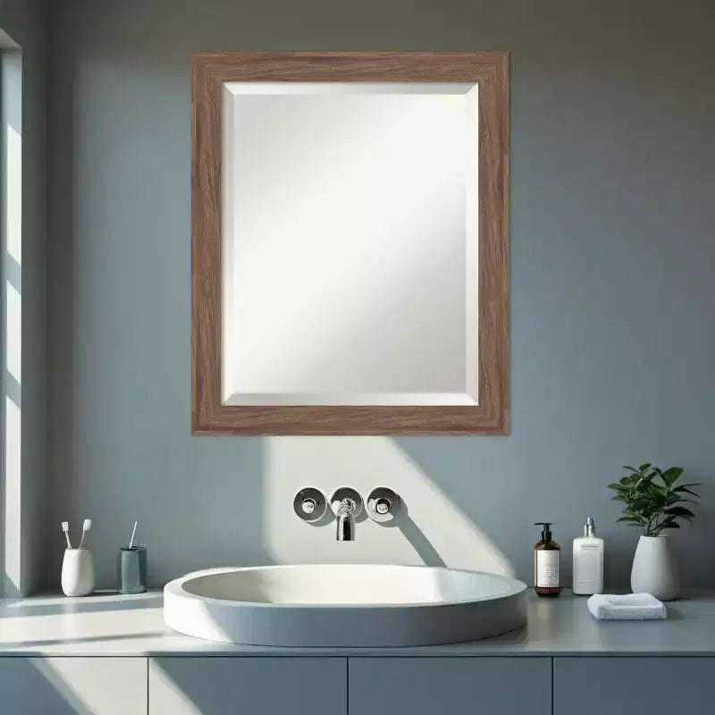 Specchio da parete per bagno Amanti Art Pia Marrone Medio Smussato con cornice stretta