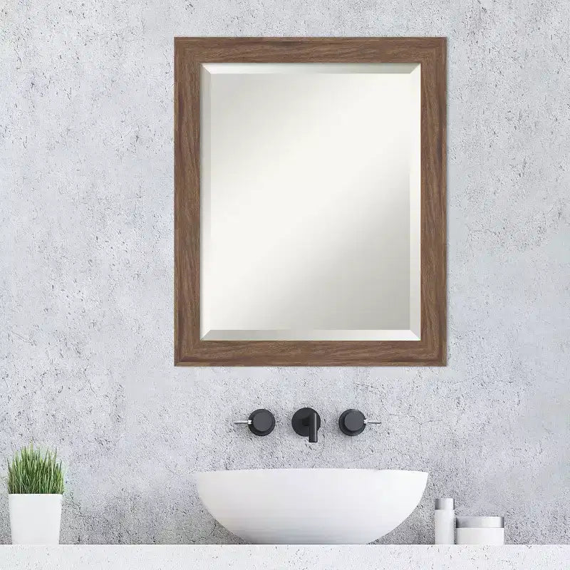 Specchio da parete per bagno Amanti Art Pia Marrone Medio Smussato con cornice stretta