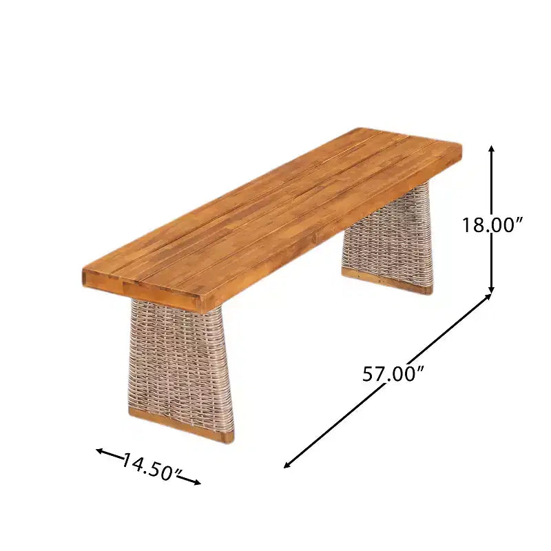 Christopher Knight Home Mabel Set da pranzo rustico da esterni in 6 pezzi in legno di acacia e rattan con tavolo a doghe e cuscini