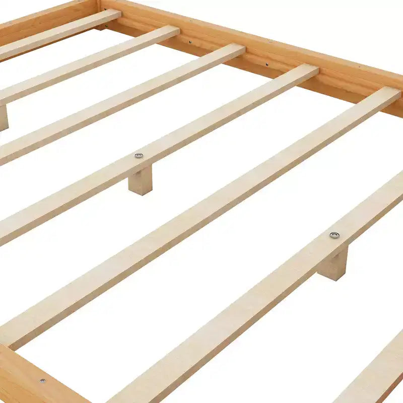 Letto a Baldacchino in Legno 4 Poster Beds con Pannelli, Struttura Letto Bassa con Doghe in Legno Massello