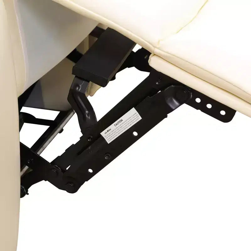Divano reclinabile elettrico MAYEERTY, divano reclinabile in pelle a 3 posti con ricarica USB, tavolino reversibile e illuminazione a LED per soggiorno, bianco sporco